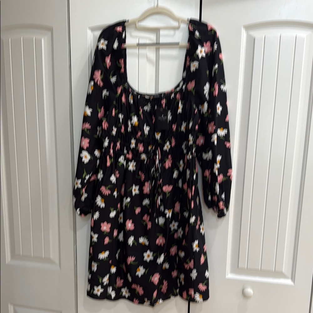 Kate Spade Black & Pink floral long sleeve dress